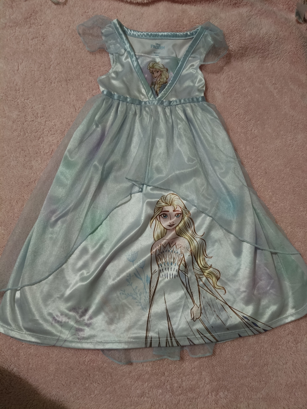 Disney Elsa Pale Blue Shimmer Dress with Printed Graphic